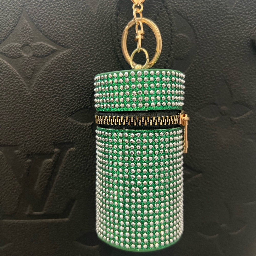 ZIPPER BAG CHARM KEY RING CYLINDER POUCH